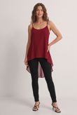 Wine Ruched Back Sleeveless High Low Top