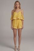 Applique Motif Overlay Playsuit In Yellow