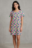 Pink & Green Triangle Print Shift Dress