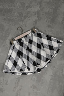 Black Bold Check Flared Shorts