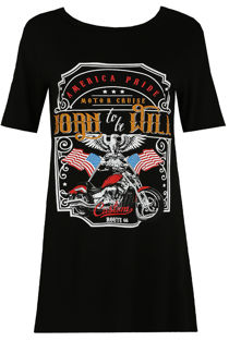 Black Contrast Born To Be Wild Print Tees