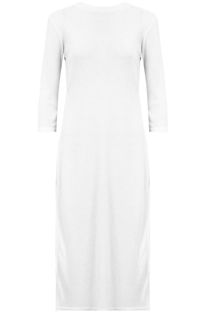 White Sides Slitted Long Sleeve Tunic Dress