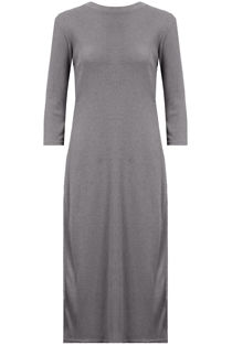 Grey Sides Slitted Long Sleeve Tunic Dress