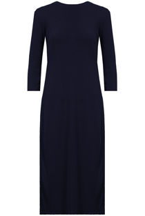 Navy Sides Slitted Long Sleeve Tunic Dress