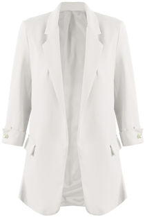 White Roll-up Sleeves Longline Coat