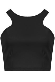 Black Racer Neck Crop Tops 
