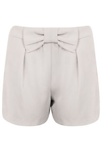 White Tailored Bow Shorts