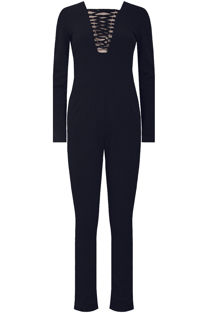 Navy Front Lace Tie Up Jumpsuit