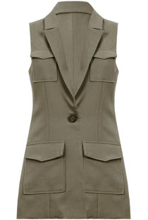 Khaki Tailored Utility Waistcoat