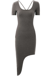 Grey Asymmetric Short Sleeve Bodycon Dress