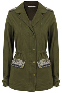 Khaki Aztec Patch Detail Jacket