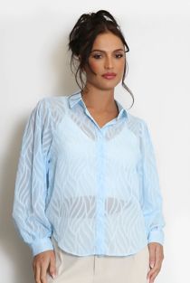 Blue Sheer Patterned Blouse