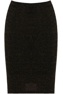 Lurex Grid Print Midi Skirt In Khaki