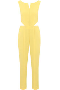 Yellow Side Cut Out Back Zip Up Jumpsuit 