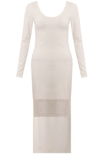 White Lace Trim Dip Back Maxi Dress