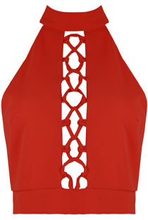 Grey Front Lace Tie Up Crop Tops