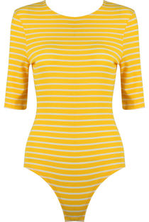 Yellow Stripe Half Sleeves Bodysuits