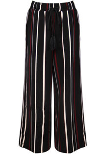 Black Elasticated Stripe Wide Leg Trouser