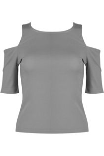 Grey Jersey Cold Shoulder Crop Top