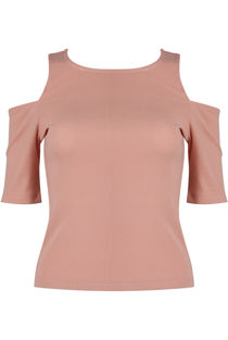 Rose Jersey Cold Shoulder Crop Top