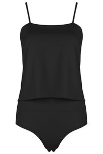 Black Dual Layer Cami Strap Bodysuit