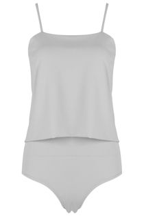 Grey Dual Layer Cami Strap Bodysuit