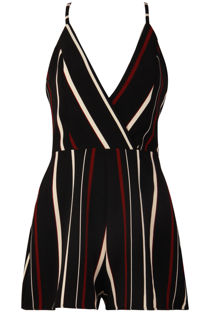 Black Stripe Cami Cross Back Playsuit