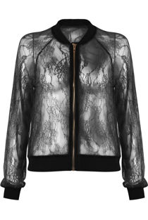 Black Sheer Lace Bomber Jackets
