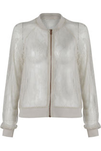 White Sheer Lace Bomber Jackets