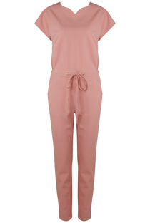 Pink Cap Sleeve Waist Tie Jumpsuit