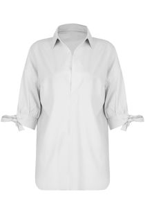Tie Up Sleeve Collared Tops