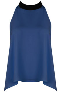Royal Blue Chiffon Split Back Knot Tie Top