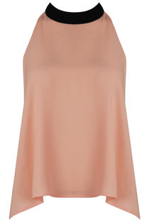 Rose Chiffon Split Back Knot Tie Top 