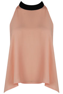 Pink Chiffon Split Back Knot Tie Top
