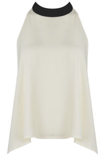 White Chiffon Split Back Knot Tie Top