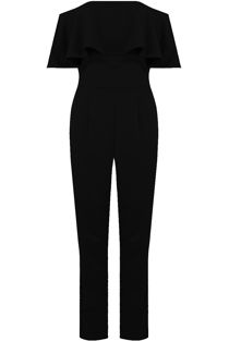 Black off Shoulder Frill Jumpsuit