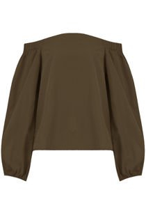 Khaki Off Shoulder Knot Sleeve Blouse