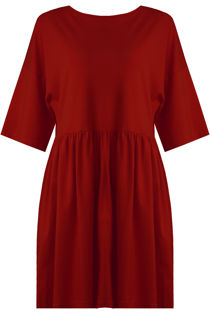 Wine Pleated Oversized Shift Dress