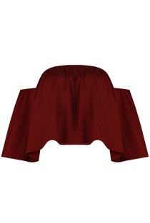 Wine Elasticated Off Shoulder Crop Top
