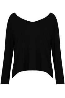 Black Wide Neck Textured Tops