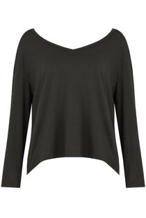 Dark Grey Wide Neck Textured Tops