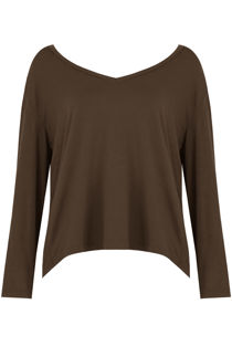 Khaki Wide Neck Textured Tops
