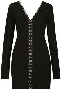 Black Front Hook Up Bodycon Dress