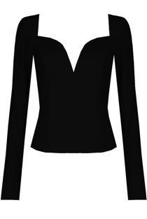 Black Front Low Neck Back Zip Up Top