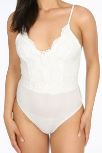 Scallop Edge Crochet Bodysuit In White