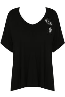 Black Contrast EYE Detailed Tees