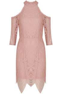 Rose Crochet Lined Cold Shoulder Bodycon Dress