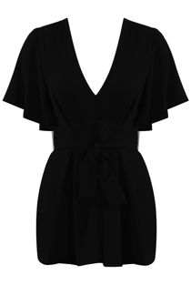 Black Tie Back Floaty Playsuit