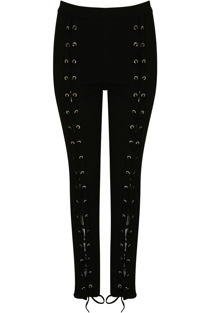 Black Front Lace Up Leggings