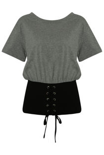 Grey Lace Up Corset Tees